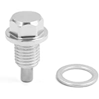 sourcing map M12 x 1-5 Magnético Tornillo de Vaciado del Cárter de Aceite del Motor para Coche Aluminio Tono Plata